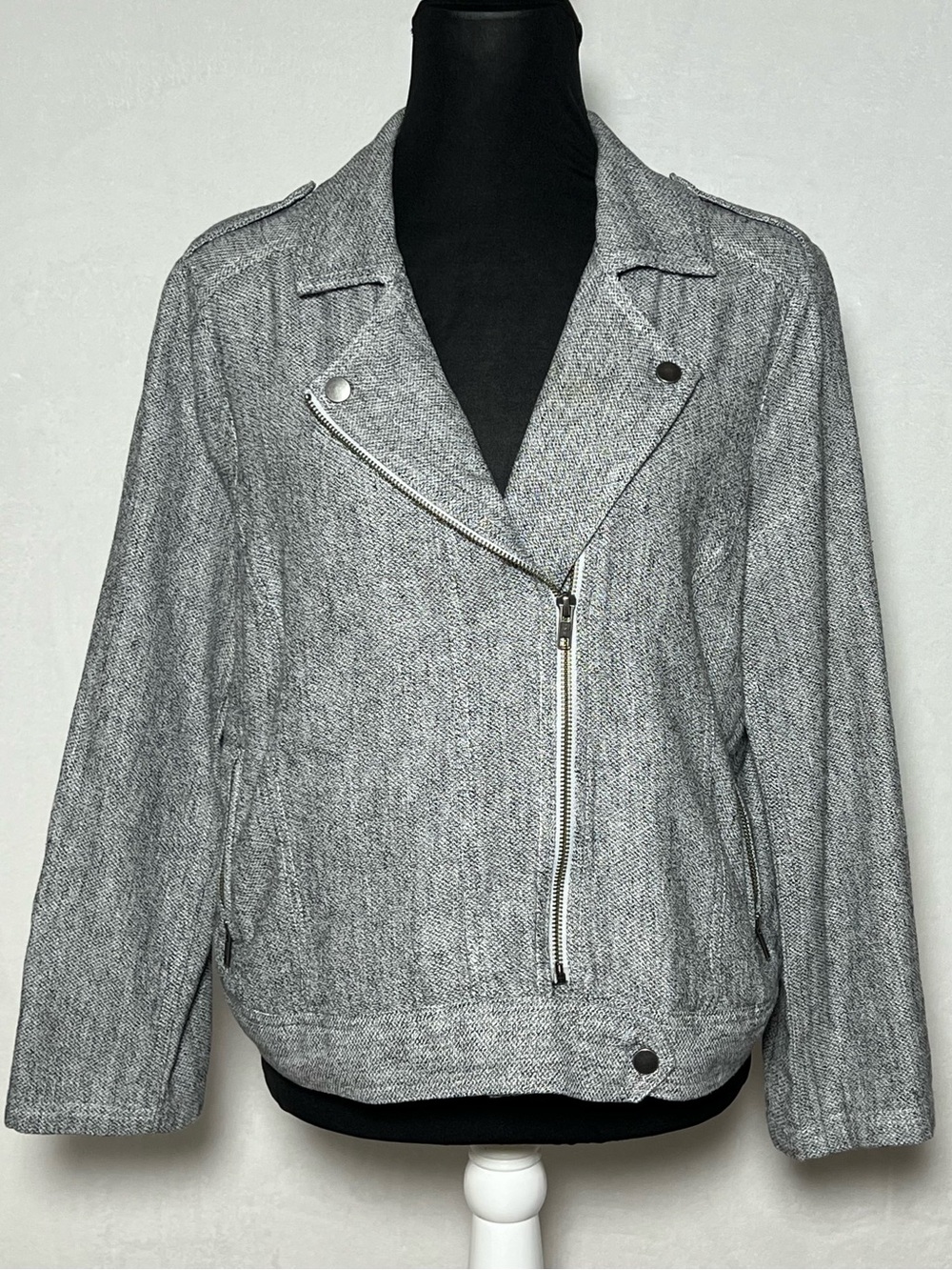 LOFT Gray Asymmetrical Zip Moto Jacket - size M